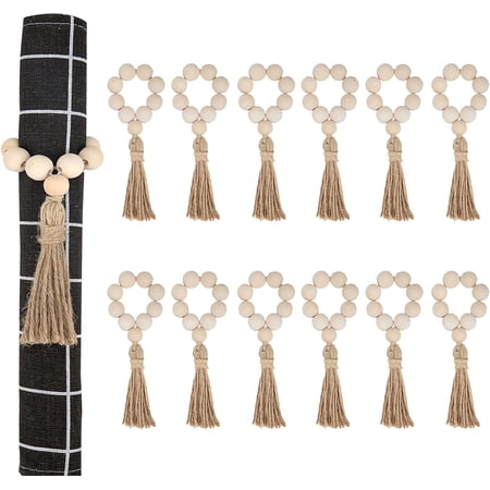 Wood Bead Napkin Rings Natural Wooden Beads Napkin Holders with Tassels Elastic Wooden Napkin Buckles for Christmas Farmhouse Wedding Home Table Decoration (12)
Wood Bead Napkin Rings Natural Wooden Beads Napkin Holders with Tassels Elastic Wooden Napkin Buckles for Christmas Farmhouse Wedding Home Table Decoration (12)