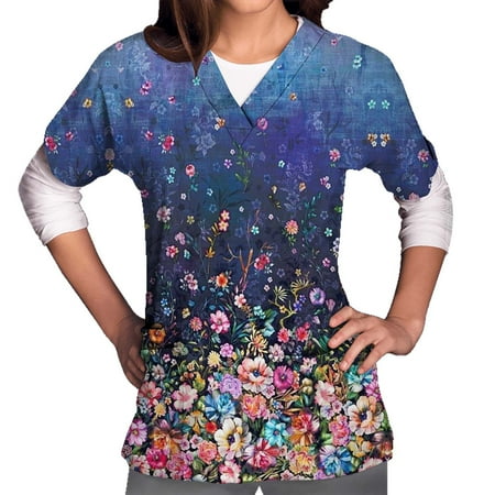 Simplmasygenix Women Tops Summer Clearance Women Short Sleeve V-neck Tops Uniform Printed Pockets Blouse Nursing
Simplmasygenix Women Tops Summer Clearance Women Short Sleeve V-neck Tops Uniform Printed Pockets Blouse Nursing