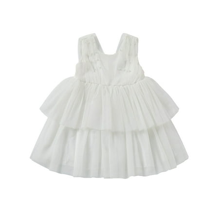 Sunisery Kids Baby Girls Dress Solid Mesh Pearls Sleeveless O-Neck Tulle Princess Dress for Birthday Party White 5-6 Years
Sunisery Kids Baby Girls Dress Solid Mesh Pearls Sleeveless O-Neck Tulle Princess Dress for Birthday Party White 5-6 Years