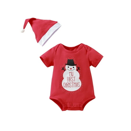 TheFound My 1st Christmas Newborn Baby Boy Girl Short Sleeve Snowman Romper Jumpsuit Bodysuit Hat Xmas Clothes
TheFound My 1st Christmas Newborn Baby Boy Girl Short Sleeve Snowman Romper Jumpsuit Bodysuit Hat Xmas Clothes