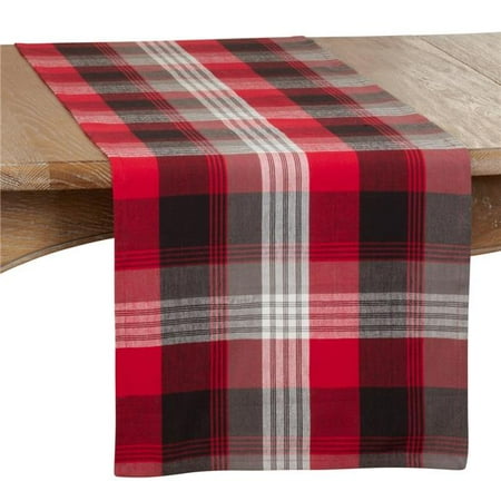 SARO 3550.R1672B Plaid Design Cotton Table Runner