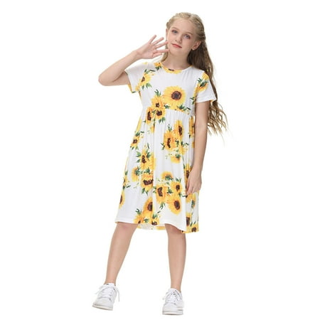 Huilaibazo Girls Dress Toddler Dress Short Sleeve Summer Girls Dress With Floral Print Short Sleeve Princess Dress With Two Pocket
Huilaibazo Girls Dress Toddler Dress Short Sleeve Summer Girls Dress With Floral Print Short Sleeve Princess Dress With Two Pocket