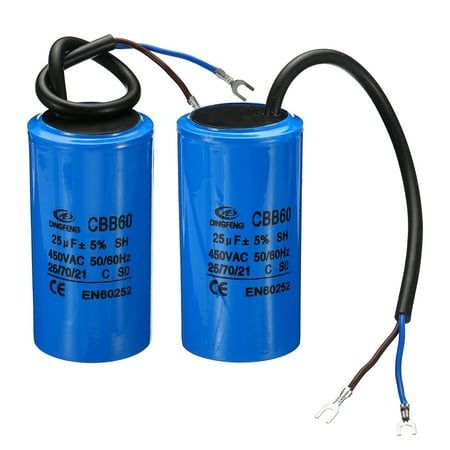 CBB60 25uF Running Capacitor 2pcs AC 450V 2 Wires 50/60Hz Cylinder 90x50mm for Motor Start
CBB60 25uF Running Capacitor 2pcs AC 450V 2 Wires 50/60Hz Cylinder 90x50mm for Motor Start