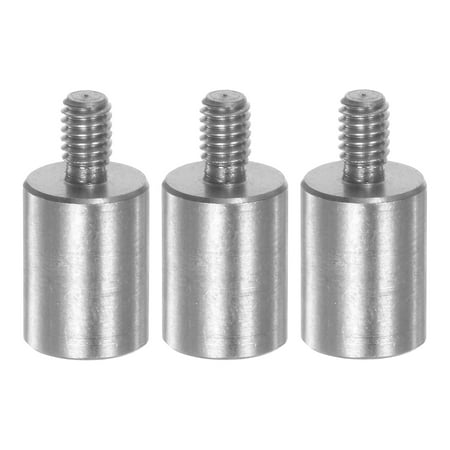 Uxcell 3pcs Flat Contact Points 6mm Dia 8mm Length M2.5 Thread 303 Stainless Steel