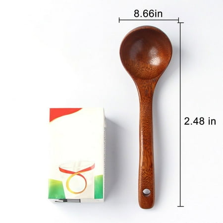 Wooden Soup Spoon Kitchen Long Handle Durable Dessert Rice Soup Spoon Home Gadgets Wooden Hot Pot Spoon