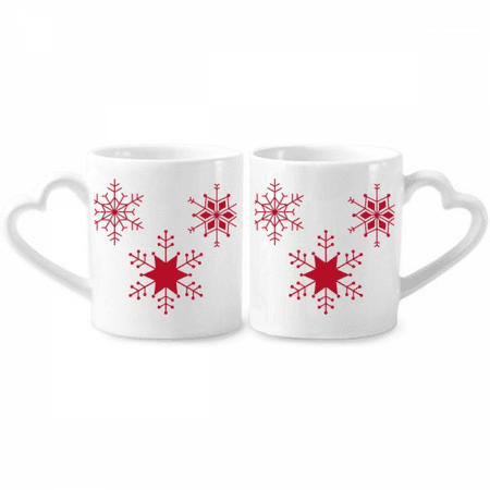 

mas Snowflake Red Festival Couple Porcelain Mug Set Cerac Lover Cup Heart Handle