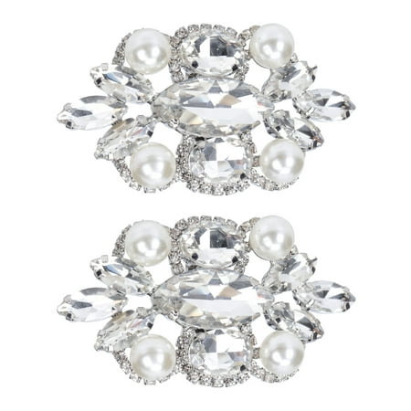 1 Pair Chic Shoe Buckles Crystal Pearl Buckles Decorative Wedding Shoe Buckles