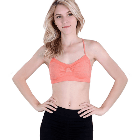 NY Lingerie Womens Racerback Sports Seamless Bra One Size Peach Echo