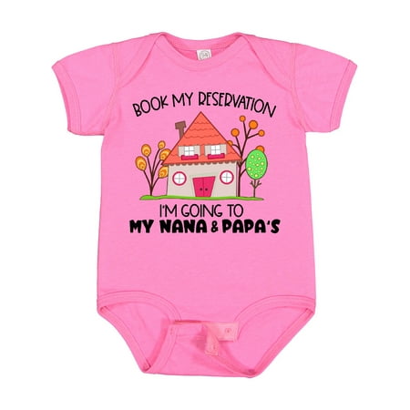 Inktastic Book My Reservation! I m Going to My Nana and Papa s- House Gift Baby Boy or Baby Girl Bodysuit
Inktastic Book My Reservation! I m Going to My Nana and Papa s- House Gift Baby Boy or Baby Girl Bodysuit