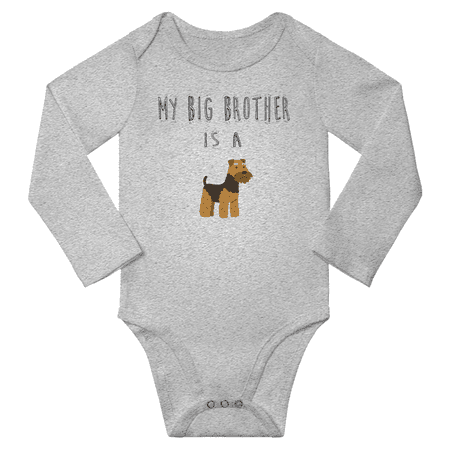 My Big Brother is a Welsh Terrier Dog Funny Baby Long Sleeve Bodysuit Boy Girl (Gray 0-6M)