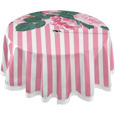 Hyjoy Pink Rose Striped Outdoor Round Tablecloth Waterproof Stain-Resistant Non-Slip Circular Tablecloth 60 Inch with Umbrella Hole and Zipper for Tabletop Backyard Party BBQ Decor
Hyjoy Pink Rose Striped Outdoor Round Tablecloth Waterproof Stain-Resistant Non-Slip Circular Tablecloth 60 Inch with Umbrella Hole and Zipper for Tabletop Backyard Party BBQ Decor