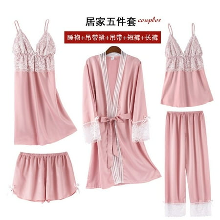 DanceeMangoo 5PCS Robe&gown Set Women Lace Trim Satin Sleepwear Pyjamas Summer Bridal Wedding Nightwear Casual Home Wear Kimono Best Friend
DanceeMangoo 5PCS Robe&gown Set Women Lace Trim Satin Sleepwear Pyjamas Summer Bridal Wedding Nightwear Casual Home Wear Kimono Best Friend