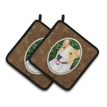 Bull Terrier Pair of Pot Holders 7.5 x 3 x 7.5 in.