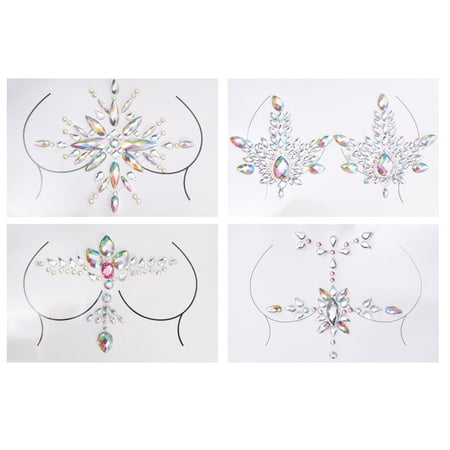 NICEXMAS 4 Sets Breast Jewels Acrylic Rhinestone Stickers Gems Chest Decals Decoration
NICEXMAS 4 Sets Breast Jewels Acrylic Rhinestone Stickers Gems Chest Decals Decoration