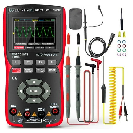 BSIDE 2in1 Digital Oscilloscope Multimeter 48MSas Sampling Rate 10Mhz Bandwidth 9999 Counts True RMS 2.8inch IPS Color Display Multimetro with Voltage Current Resistance Capacitance Diode Frequenc
BSIDE 2in1 Digital Oscilloscope Multimeter 48MSas Sampling Rate 10Mhz Bandwidth 9999 Counts True RMS 2.8inch IPS Color Display Multimetro with Voltage Current Resistance Capacitance Diode Frequenc