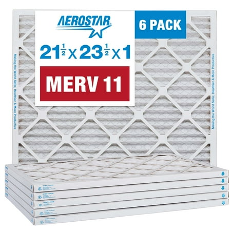 Aerostar 21 1/2 x 23 1/2 x 1 MERV 11 Pleated Air Filter AC Furnace Air Filter 6 Pack
Aerostar 21 1/2 x 23 1/2 x 1 MERV 11 Pleated Air Filter AC Furnace Air Filter 6 Pack