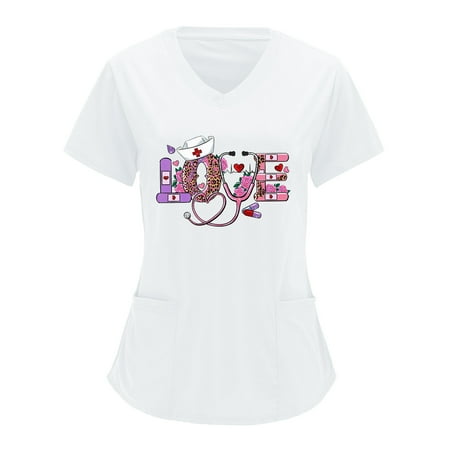 Loose Fit Top Women Womens Hiking Women Casual V Neck Valentine Day Printed Short Sleeve Working Shirt Top Scrub Tops Long Sleeve Women
Loose Fit Top Women Womens Hiking Women Casual V Neck Valentine Day Printed Short Sleeve Working Shirt Top Scrub Tops Long Sleeve Women