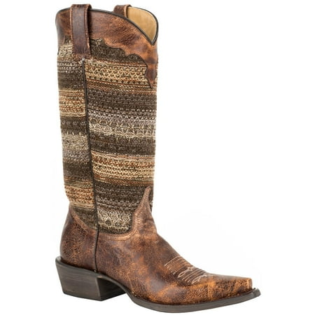 Roper Womens Material Shaft Snip Toe Casual Boots Mid Calf Low Heel 1-2