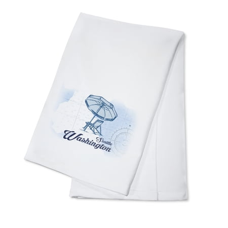 Seattle, Washington - Beach Chair & Umbrella - Blue - Coastal Icon - Lantern Press Artwork (100% Cotton Kitchen Towel)