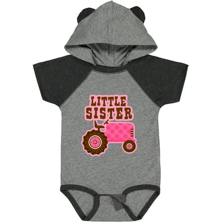 Inktastic Pink Tractor Little Sister Gift Baby Girl Bodysuit