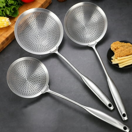 

Strainer Skimmer Ladle Stainless Steel Solid Professional Oil Spider Strainer with Long Handle for Draining Frying Kitchen Cooking Colander Spoon Utensil for Daily Use