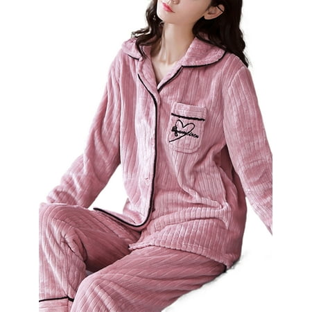 Colisha Ladies Nightgown Button Down Pajamas Sets Lapel Sleepwear Casual Velvet Long Sleeve Lounge Set Light Pink A XS
Colisha Ladies Nightgown Button Down Pajamas Sets Lapel Sleepwear Casual Velvet Long Sleeve Lounge Set Light Pink A XS