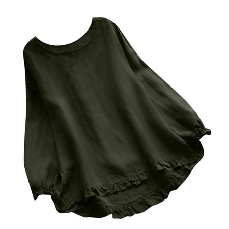 Women Summer Casual Loose Linen Solid Ruffles Full-Sleeve Round Neck Tops Blouse Plus Size Loose Fit Sweatshirt Pullover
Women Summer Casual Loose Linen Solid Ruffles Full-Sleeve Round Neck Tops Blouse Plus Size Loose Fit Sweatshirt Pullover