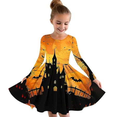 Geire Halloween New Kids Girl s Princess Dress Crew Neck Long-sleeved Printed Waist Flowy Dress Size 4-14 Years
Geire Halloween New Kids Girl s Princess Dress Crew Neck Long-sleeved Printed Waist Flowy Dress Size 4-14 Years