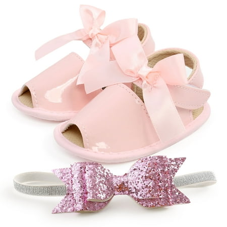 

Lilgiuy Toddler Shoes Baby Girls Cute Fashion Cotton Sequins Bow Non-slip Soft Bottom Sandals Headdress Set Wedding Party Birthday Shoes