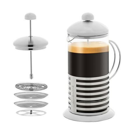 Ovente French Press Carafe Coffee & Tea Maker 34 Ounce 4 Filter Stainless Steel Plunger System & Durable Borosilicate Heat Resistant Glass Portable Easy Clean Pitcher with Free Scoop Silver FSH34S
Ovente French Press Carafe Coffee & Tea Maker 34 Ounce 4 Filter Stainless Steel Plunger System & Durable Borosilicate Heat Resistant Glass Portable Easy Clean Pitcher with Free Scoop Silver FSH34S