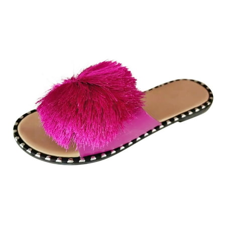 

Quealent Adult Women Shoes Memory Foam Slippers Women Ladies Fashion Summer Bohemian Fling Decoration Open Leopard Print Slippers for Women Size 8 Purple 9