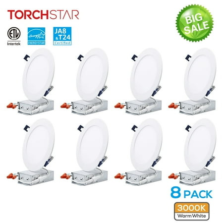 8-Pack 6 Inch Slim LED Recessed Downlight with J-box 10%-100% Dimmable ETL Certified 3000K Warm White
8-Pack 6 Inch Slim LED Recessed Downlight with J-box 10%-100% Dimmable ETL Certified 3000K Warm White