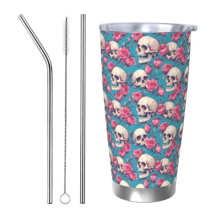 Gukieu happy Skull rose Print 20OZ Car Cup Vacuum Stainless Steel Leak-proof Thermos Cup Unisex Suitable for Home Outdoor and Sports-Straw Three-piece Set
Gukieu happy Skull rose Print 20OZ Car Cup Vacuum Stainless Steel Leak-proof Thermos Cup Unisex Suitable for Home Outdoor and Sports-Straw Three-piece Set