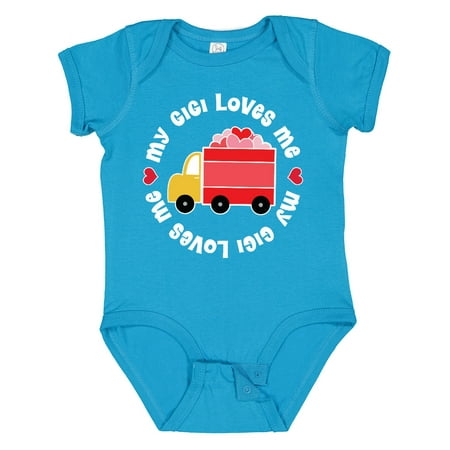Inktastic My Gigi Loves Me Valentine Truck Gift Baby Boy or Baby Girl Bodysuit