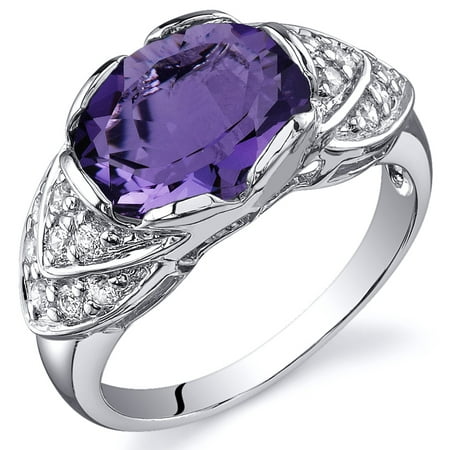 Peora 2.25 Ct Amethyst Engagement Ring in Rhodium-Plated Sterling Silver
