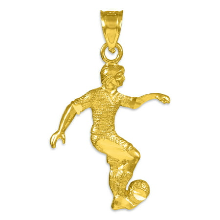 14k Yellow Gold Soccer Player Futbol Sports Charm Pendant