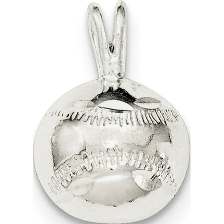 Leslies Fine Jewelry Designer 925 Sterling Silver Polished Diamond-cut Baseball Pendant Gift