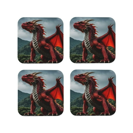 Honeii Majestic Red Dragon Print Leather Coaster Set of 4 Ideal for Safeguarding Your Furniture from Drinks Spills and Effortless Cleanup-Square
Honeii Majestic Red Dragon Print Leather Coaster Set of 4 Ideal for Safeguarding Your Furniture from Drinks Spills and Effortless Cleanup-Square