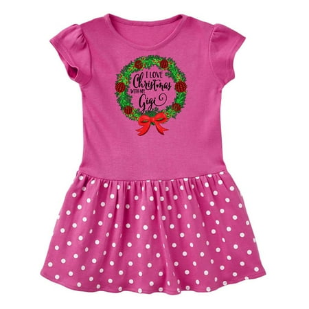 Inktastic I Love Christmas with My Gigi Wreath Gift Baby Girl Dress