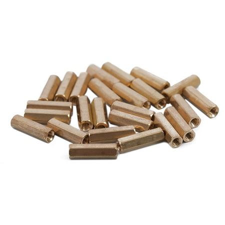 x 16mm Female Threaded Brass Hex Standoff Pillar Nut 25pcs