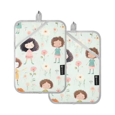 Little Girl and Flower Oven Mitts 2 Pcs Pot Holders Sets Heat Resistant for Kitchen Cooking Baking 7 x9.8
Little Girl and Flower Oven Mitts 2 Pcs Pot Holders Sets Heat Resistant for Kitchen Cooking Baking 7 x9.8