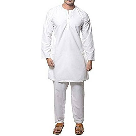 Royal Men s Cotton Blend Kurta Pyjama Set (ROYAL_113_White_X-Large)
