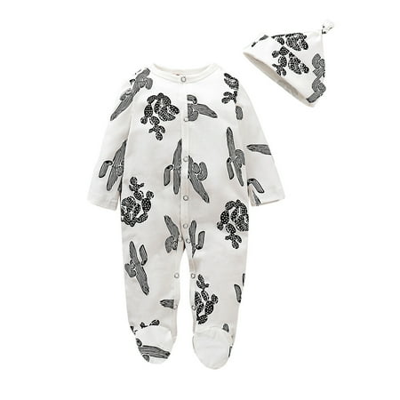 TUOBARR Newborn Infant Baby Boy Girl Floral Romper Jumpsuit Sleepwear Hat Outfits Set White (0-18Months)
TUOBARR Newborn Infant Baby Boy Girl Floral Romper Jumpsuit Sleepwear Hat Outfits Set White (0-18Months)