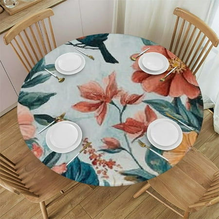 Patifu Flowers Birds Detailed Painting Round Tablecloth 100% Polyester Stain-Resistant Washable Ideal for Indoor Outdoor Restaurants Weddings Parties Various Sizes 42 -46 
Patifu Flowers Birds Detailed Painting Round Tablecloth 100% Polyester Stain-Resistant Washable Ideal for Indoor Outdoor Restaurants Weddings Parties Various Sizes 42 -46