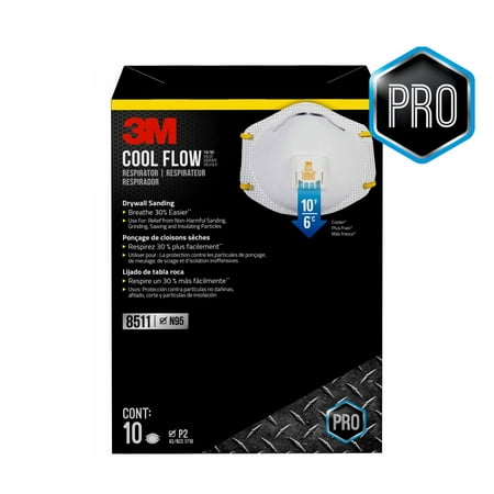 3M 8511 N95 Cool Flow Valved Respirator, 10 Pack