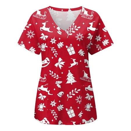 Christmas Scrubs Tops for Women Print Short Sleeve Pocket V Neck Overalls T Shirt Short Sleeve
Christmas Scrubs Tops for Women Print Short Sleeve Pocket V Neck Overalls T Shirt Short Sleeve