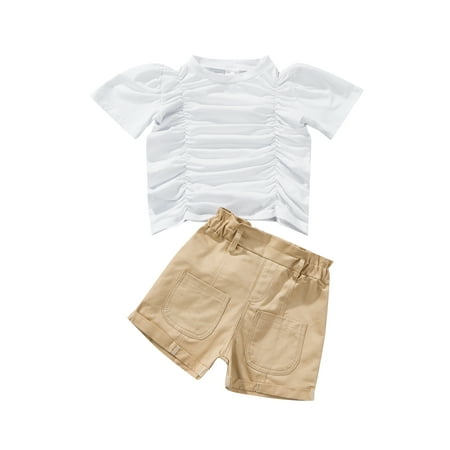 Children s Girl s Short Sleeve Pure Color Ruched T-Shirt Top and Elastic Shorts 2Pcs Outfits 1-6T
Children s Girl s Short Sleeve Pure Color Ruched T-Shirt Top and Elastic Shorts 2Pcs Outfits 1-6T