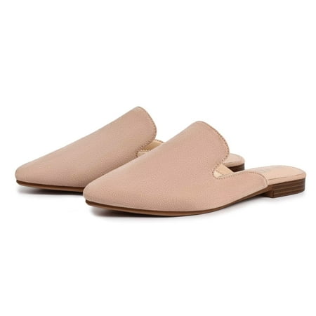 Women Mules Comfortable Slip On Pointed Toe Mules For Women Flats Beige 7