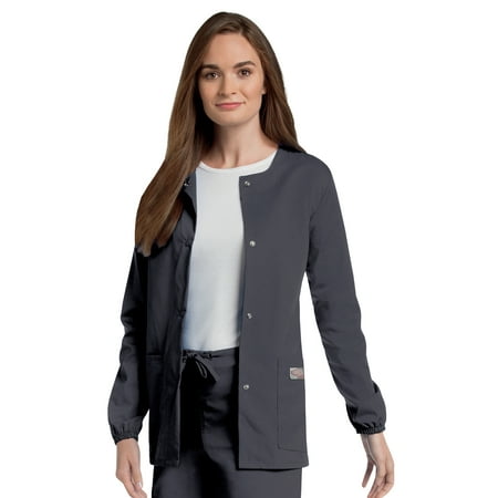 Landau Scrub Zone Relaxed Fit 2-Pocket Snap-Front Scrub Jacket for Women 75221