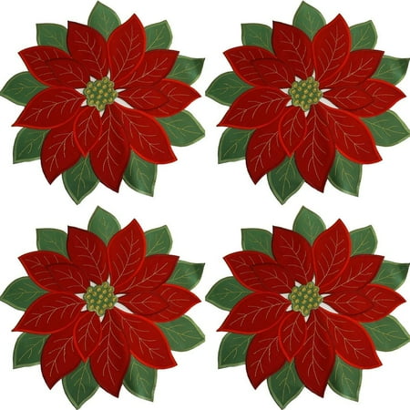 Holiday Christmas Embroidered Placemats Double Layer Placemats Applique Poinsettia Red Placemat Christmas Flower Placemat for Home Dining Holiday Christmas Table
Holiday Christmas Embroidered Placemats Double Layer Placemats Applique Poinsettia Red Placemat Christmas Flower Placemat for Home Dining Holiday Christmas Table